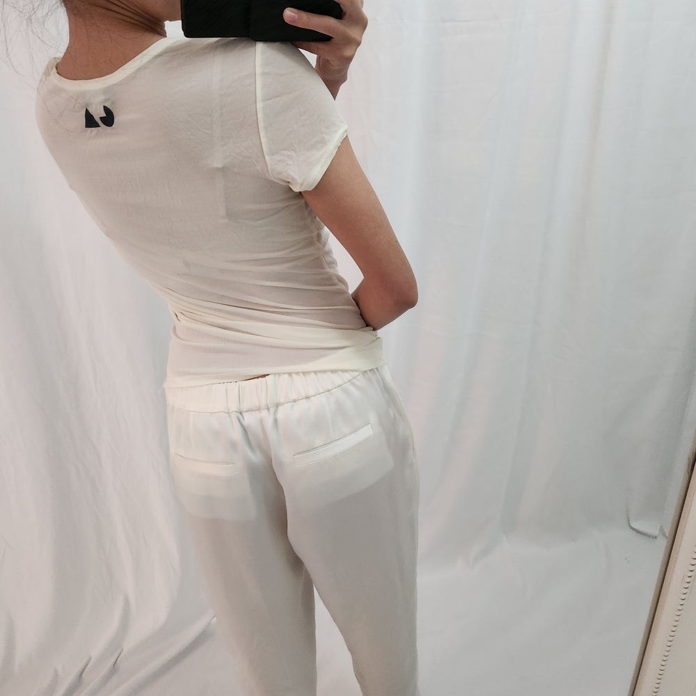 Giorgio Armani White Short Sleeve Tee Mesh Silk Fashion Designer Layer View 5